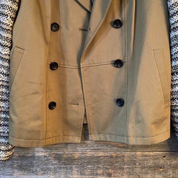 Madewell Crossweave Sweater Sleeve Tweed Trench Utility Jacket Olive XS - Picture 4 of 15